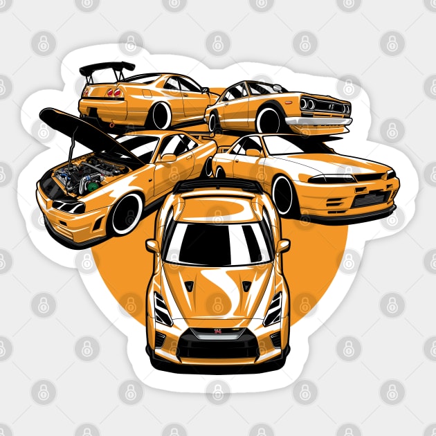 Mix Of Yellow GTR JDM Sticker by KaroCars